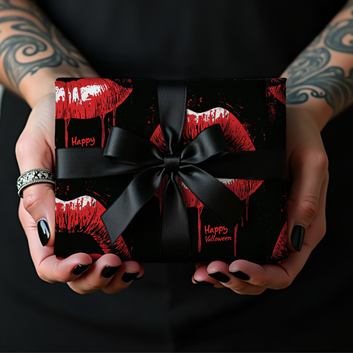 Kiss Me Until It Hurts Gothic Dark Romance Valentine Wrapping Paper