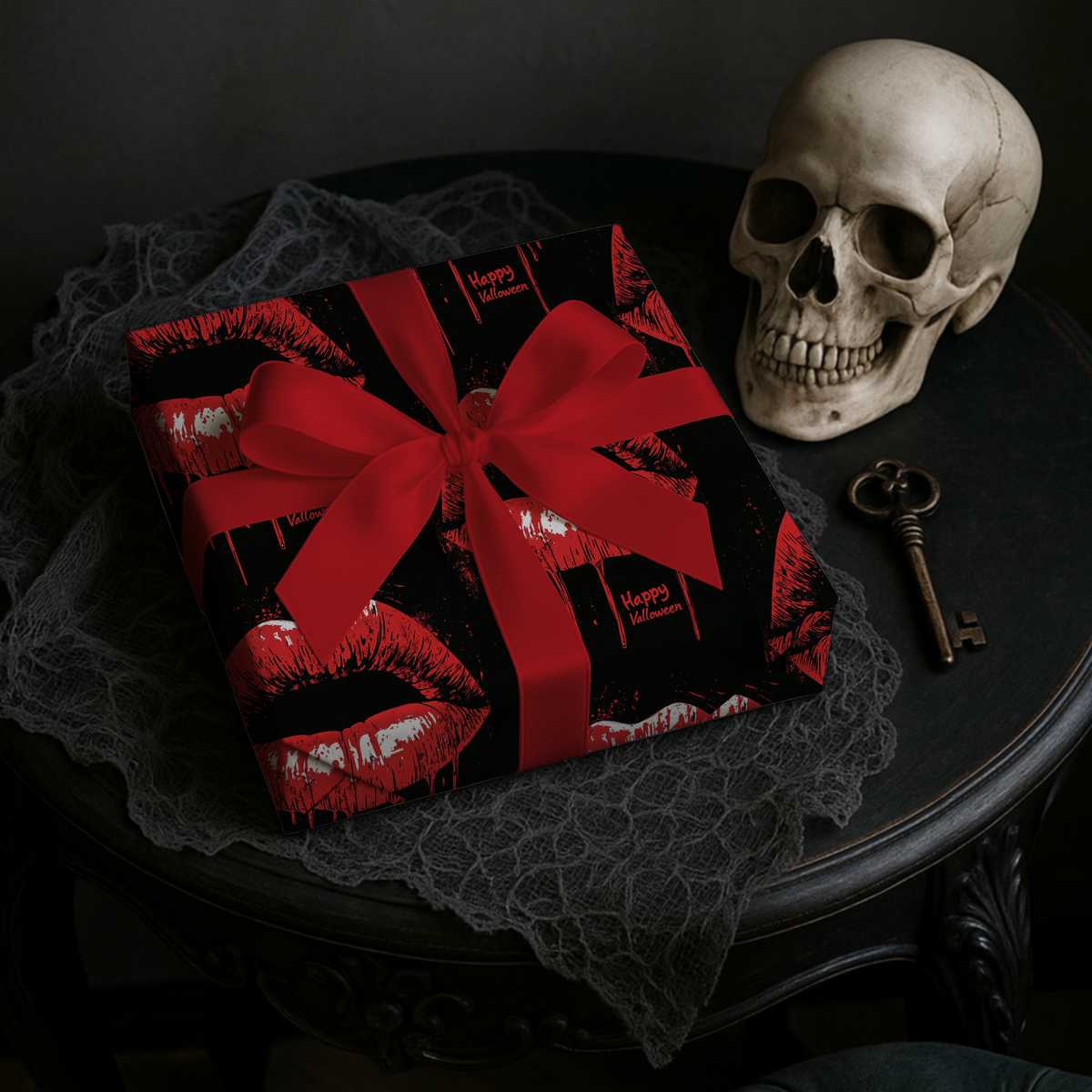 Kiss Me Until It Hurts Gothic Dark Romance Valentine Wrapping Paper