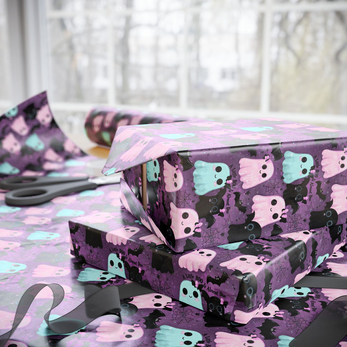 Little BOO Cute Ghost Baby Shower Wrapping Paper