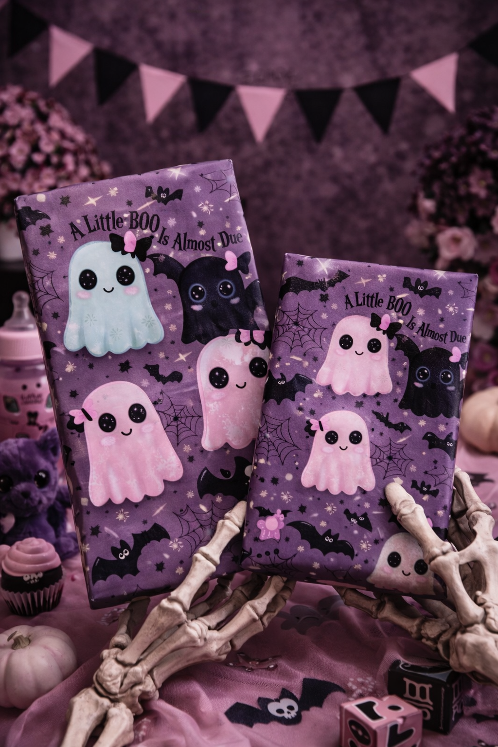 Little BOO Cute Ghost Baby Shower Wrapping Paper