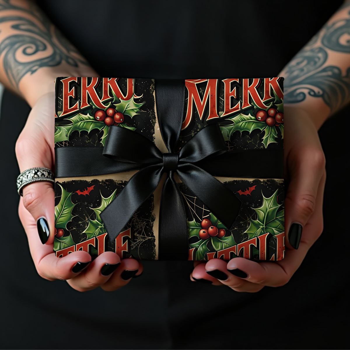Little Merry Always Scary Vintage Christmas Wrapping Paper