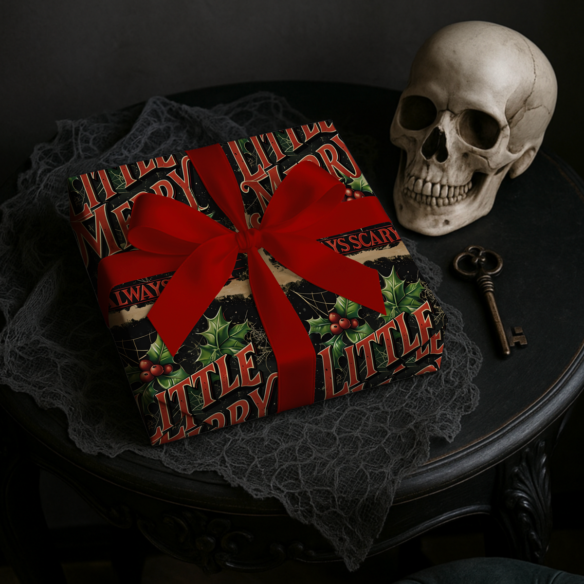 Little Merry Always Scary Vintage Christmas Wrapping Paper