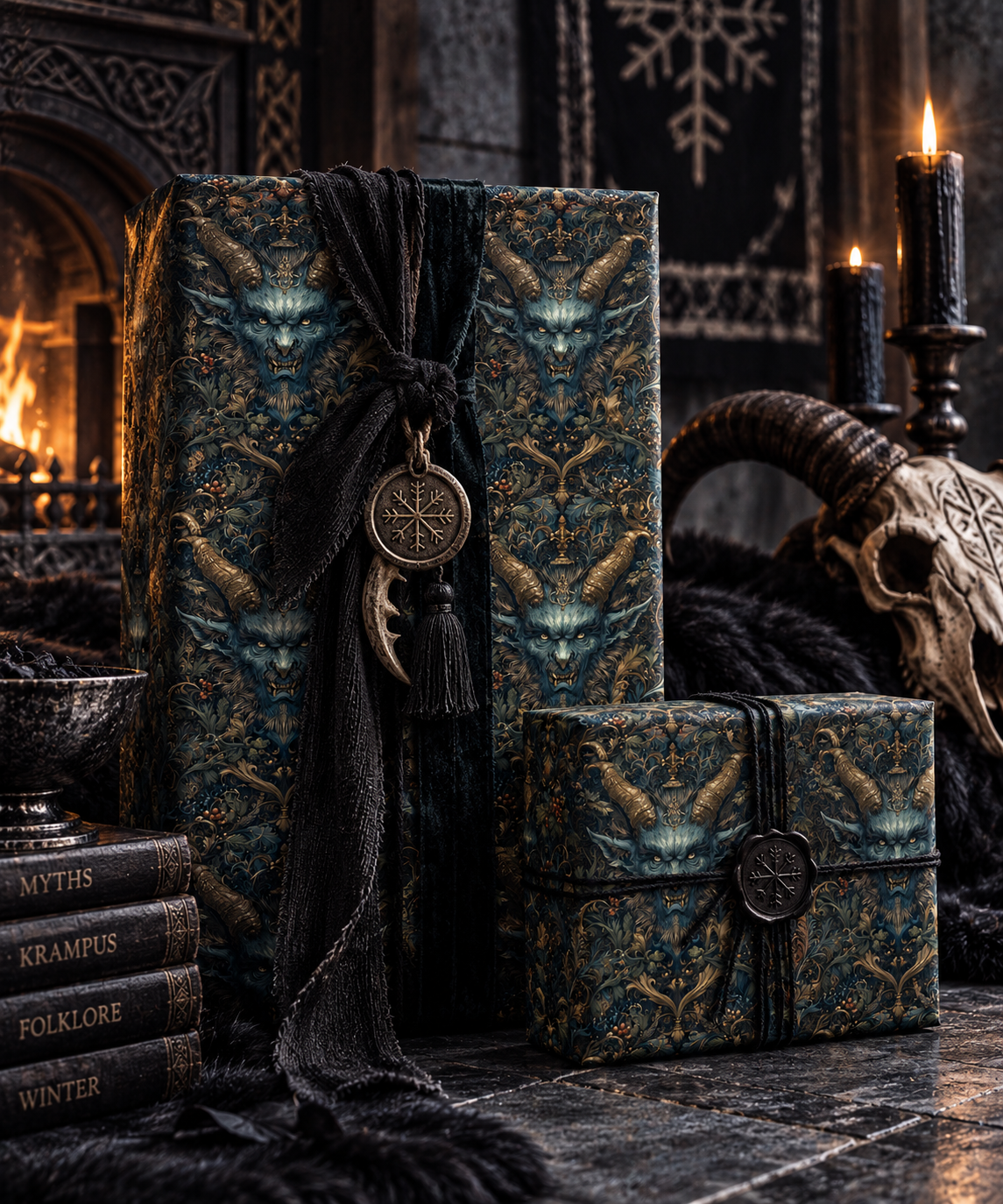 Midwinter Beast Gothic Krampus Christmas Wrapping Paper