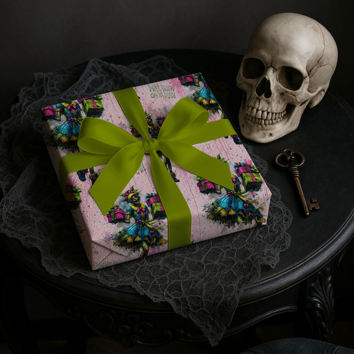 Madisons Merry Undead Mayhem Pink Zombie Horror Christmas Wrapping Paper