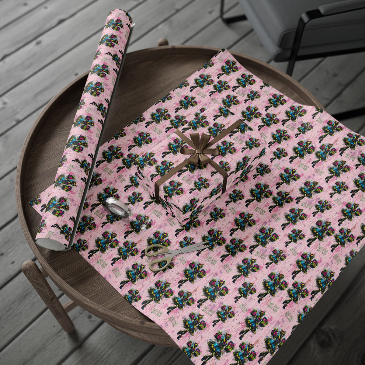Madisons Merry Undead Mayhem Pink Zombie Horror Christmas Wrapping Paper