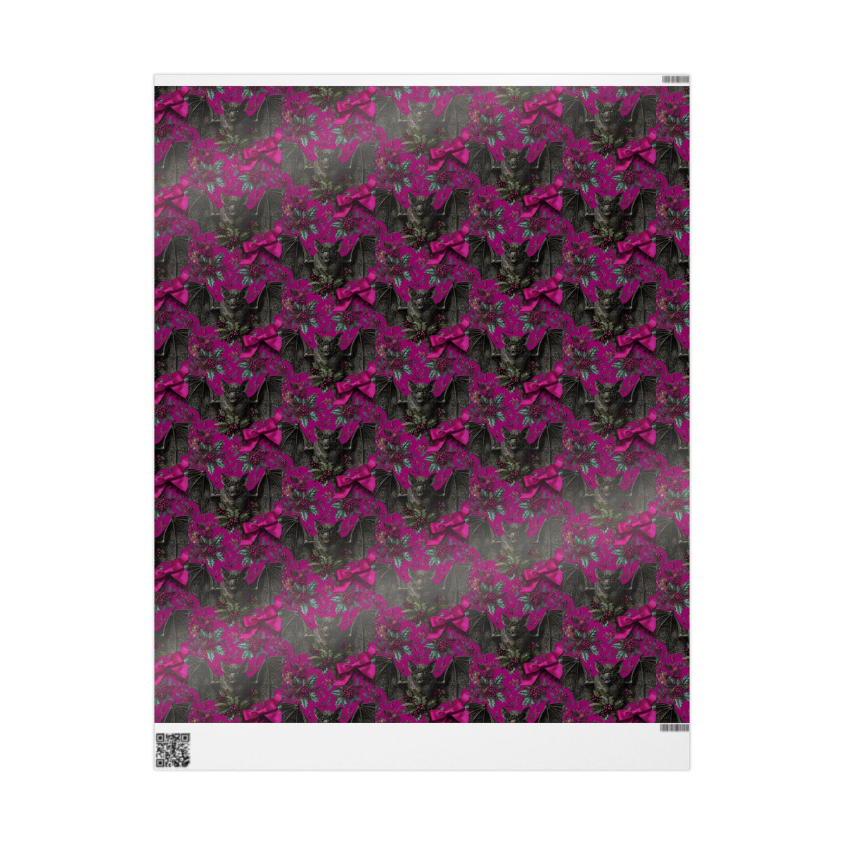 Magenta Holiday Dreams Gothic Bat Wrapping Paper