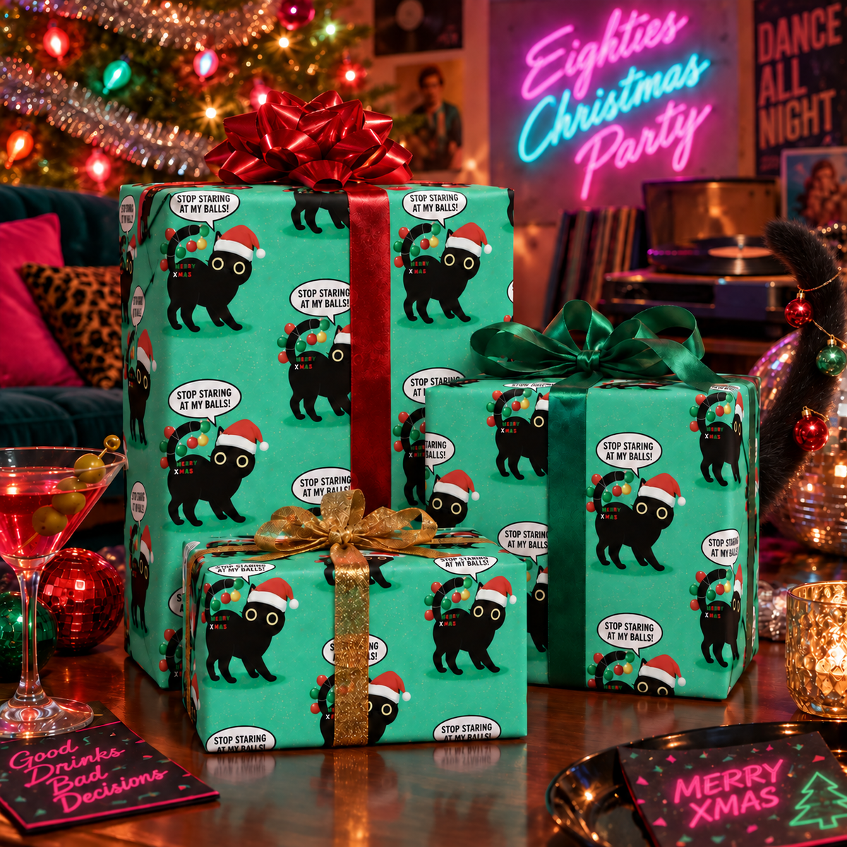 Stop Staring At My Balls Naughty Holiday Wrapping Paper