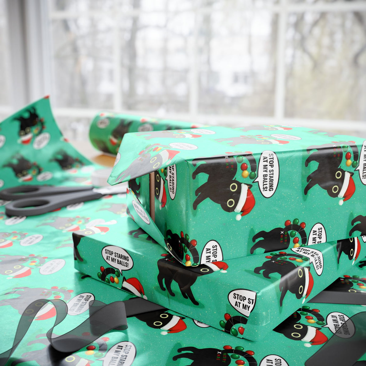 Stop Staring At My Balls Naughty Holiday Wrapping Paper