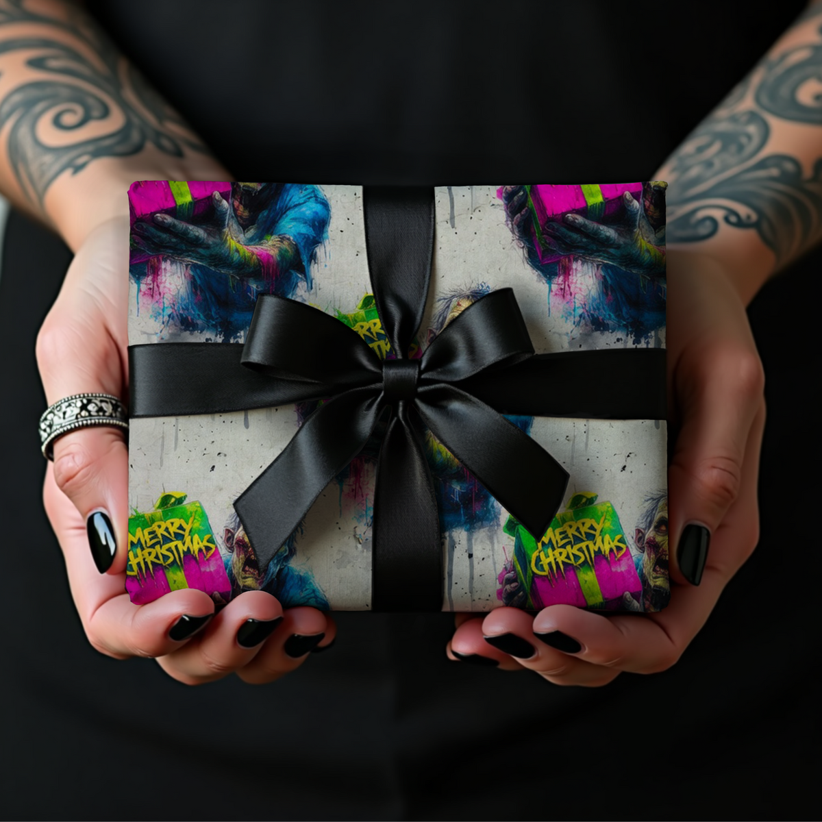 Night of the Gifted Dead Zombie Horror Christmas Wrapping Paper