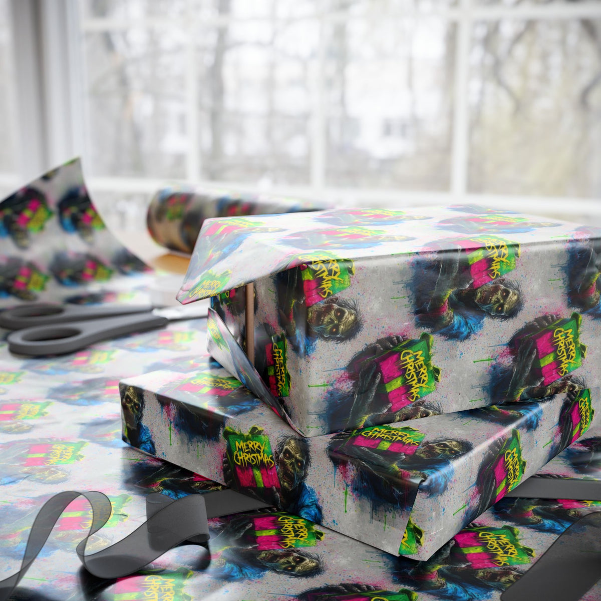 Night of the Gifted Dead Zombie Horror Christmas Wrapping Paper