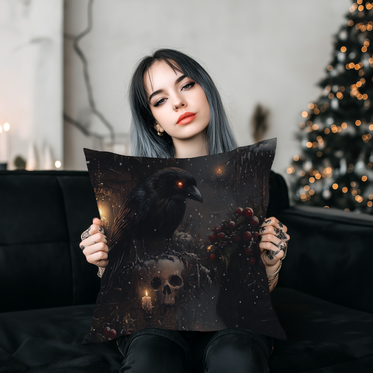 Nevermore Night | Gothic Holiday Decorative Pillow