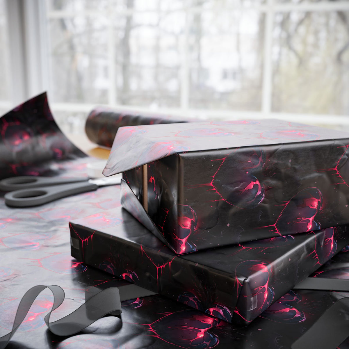 The Night Bled for You Dark Romance Bleeding Heart Gothic Valentines Wrapping Paper