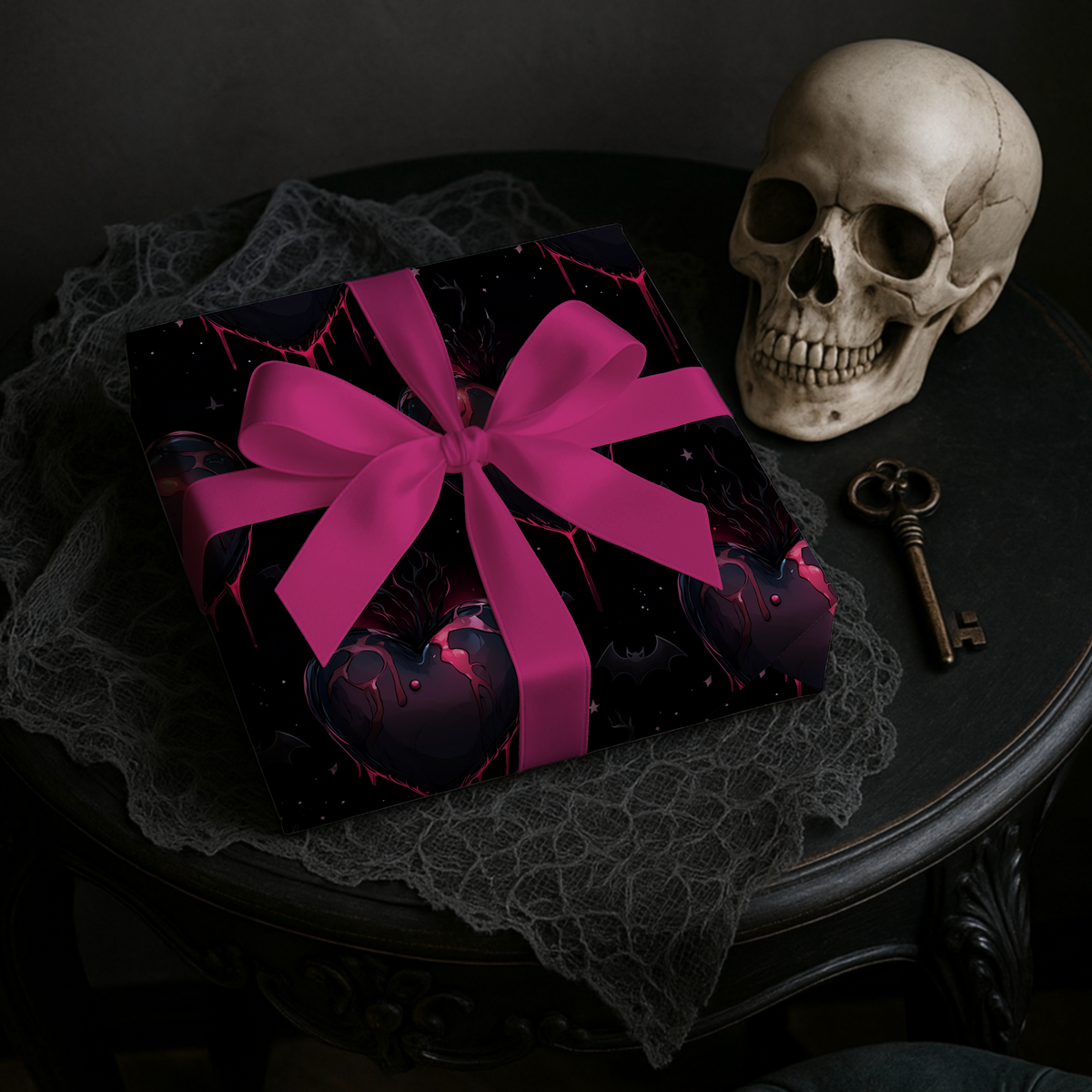 The Night Bled for You Dark Romance Bleeding Heart Gothic Valentines Wrapping Paper