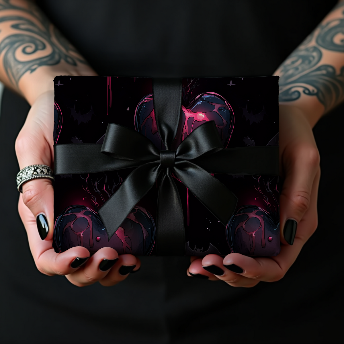 The Night Bled for You Dark Romance Bleeding Heart Gothic Valentines Wrapping Paper