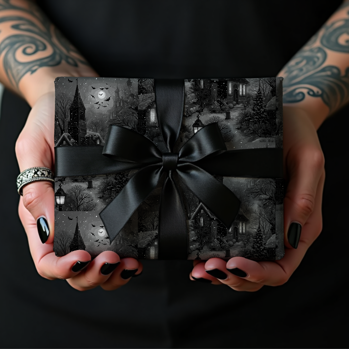 Nightfall on Shadowstone Gothic Christmas Wrapping Paper