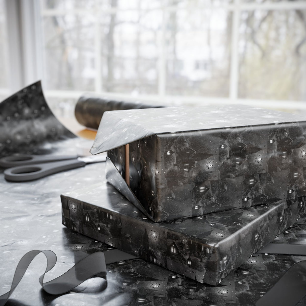 Nightfall on Shadowstone Gothic Christmas Wrapping Paper