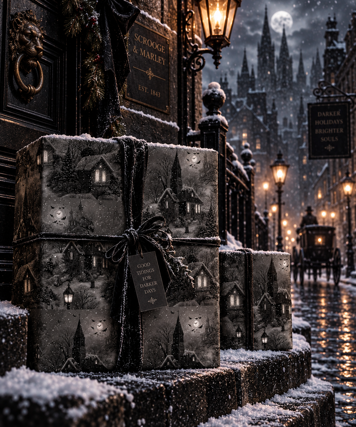 Nightfall on Shadowstone Gothic Christmas Wrapping Paper