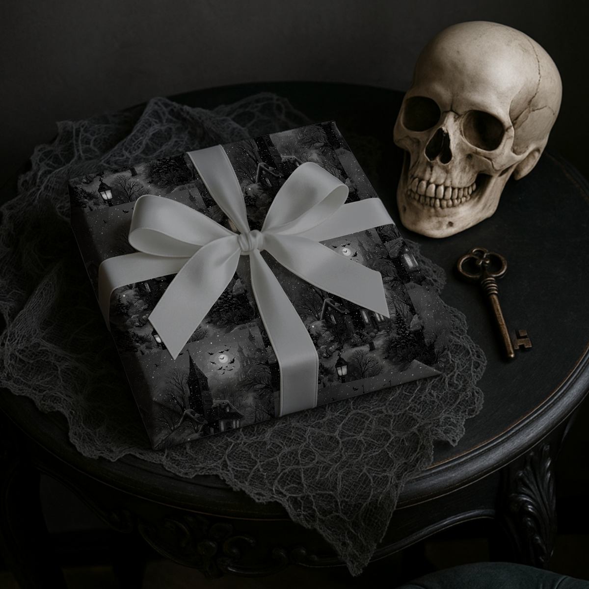 Nightfall on Shadowstone Gothic Christmas Wrapping Paper
