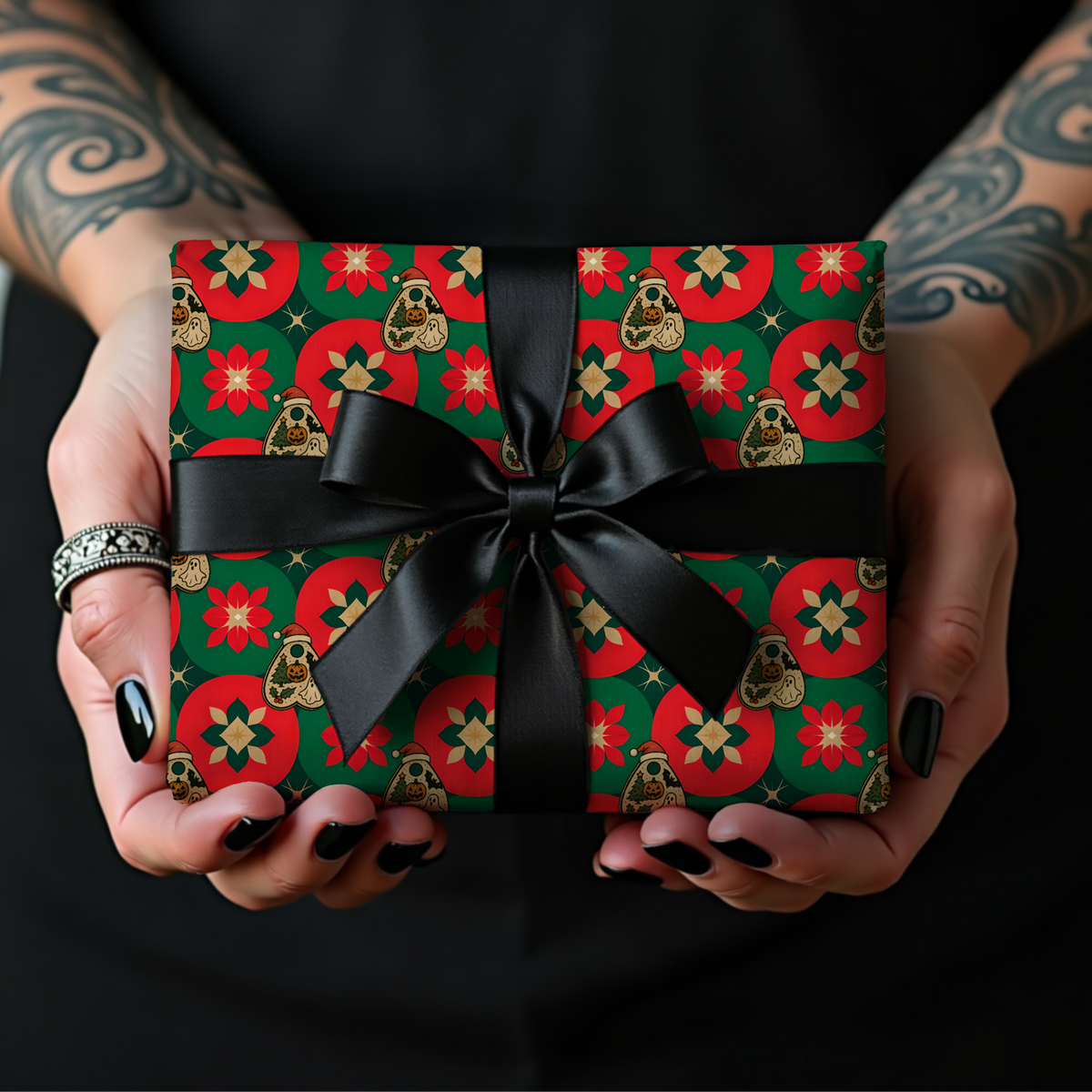 Ouija Pointer Red & Green Geometric Christmas Wrapping Paper