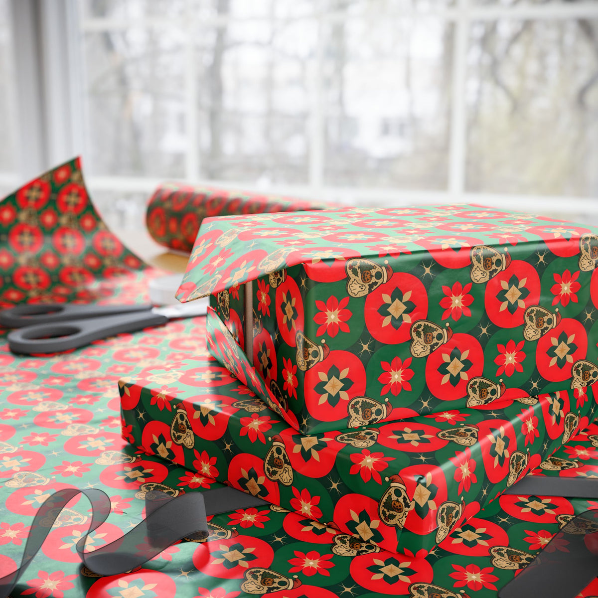 Ouija Pointer Red & Green Geometric Christmas Wrapping Paper