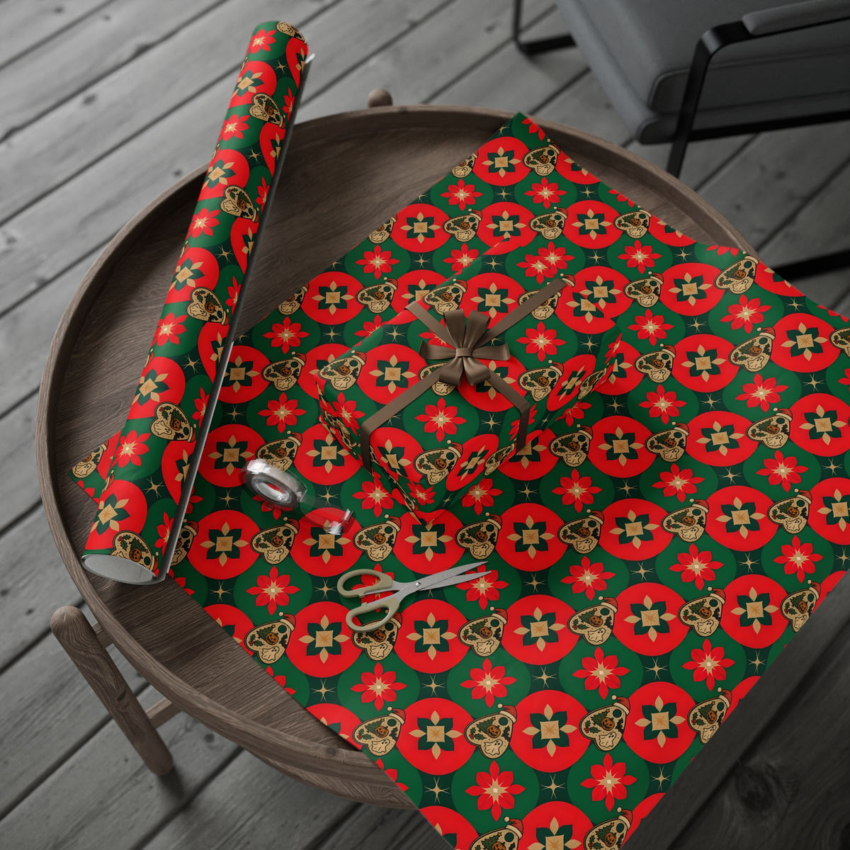 Ouija Pointer Red & Green Geometric Christmas Wrapping Paper