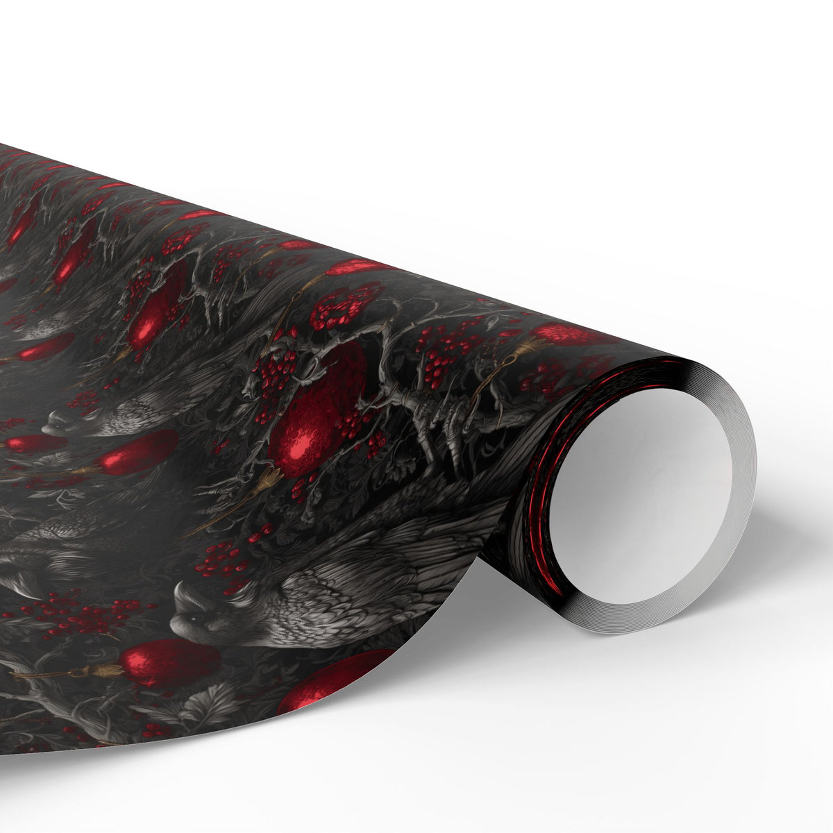 Ravens of the Crimson Night Gothic Christmas Wrapping Paper