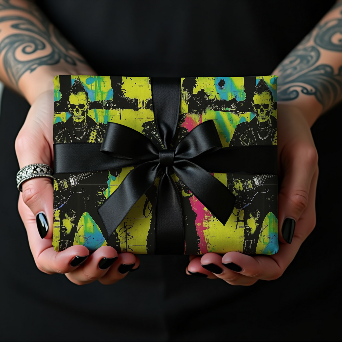 Neon Grave Riot Punk Rock Zombie Goth Wrapping Paper