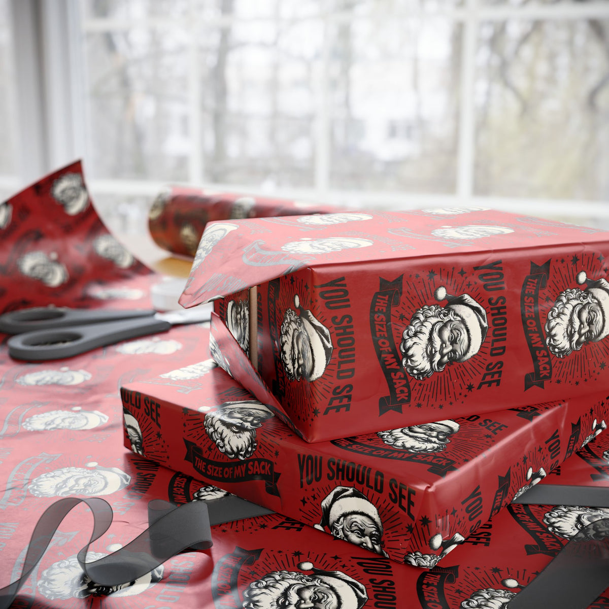 Santa's Sack Naughty Christmas Wrapping Paper