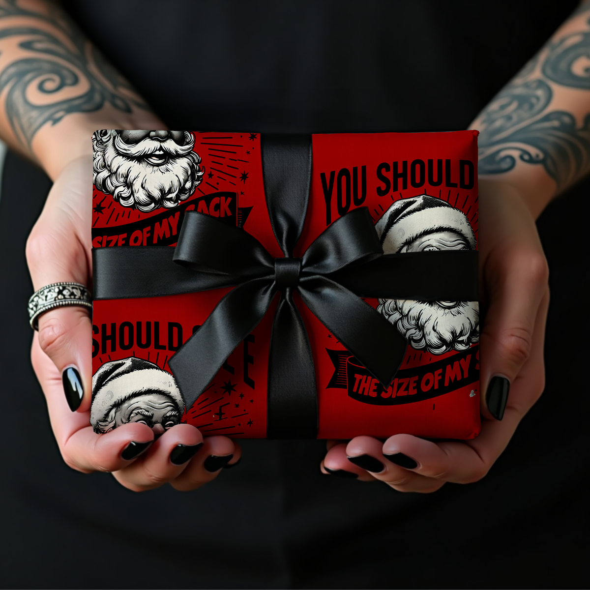 Santa's Sack Naughty Christmas Wrapping Paper