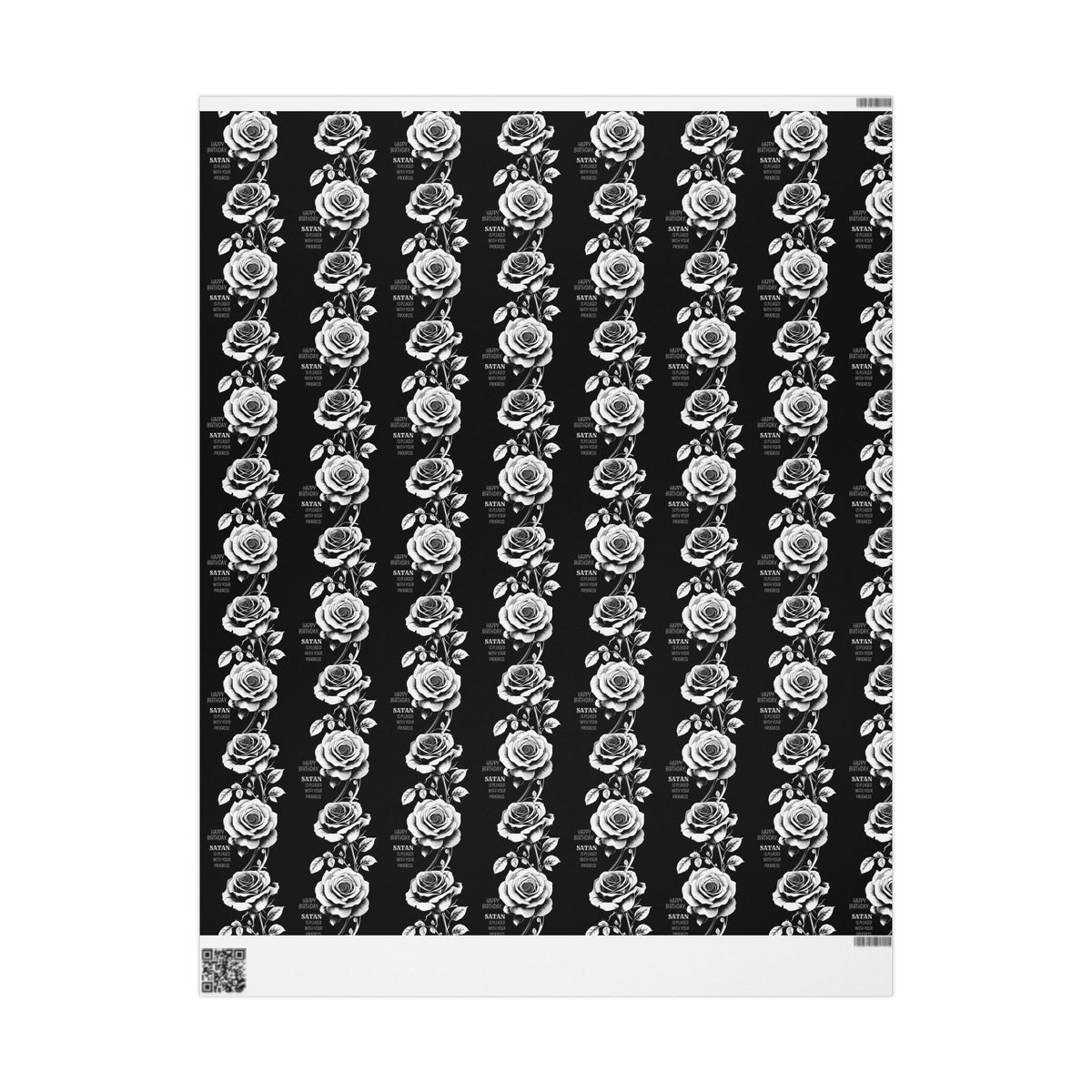 Birthday Rose from Satan Black & White Gothic Wrapping Paper