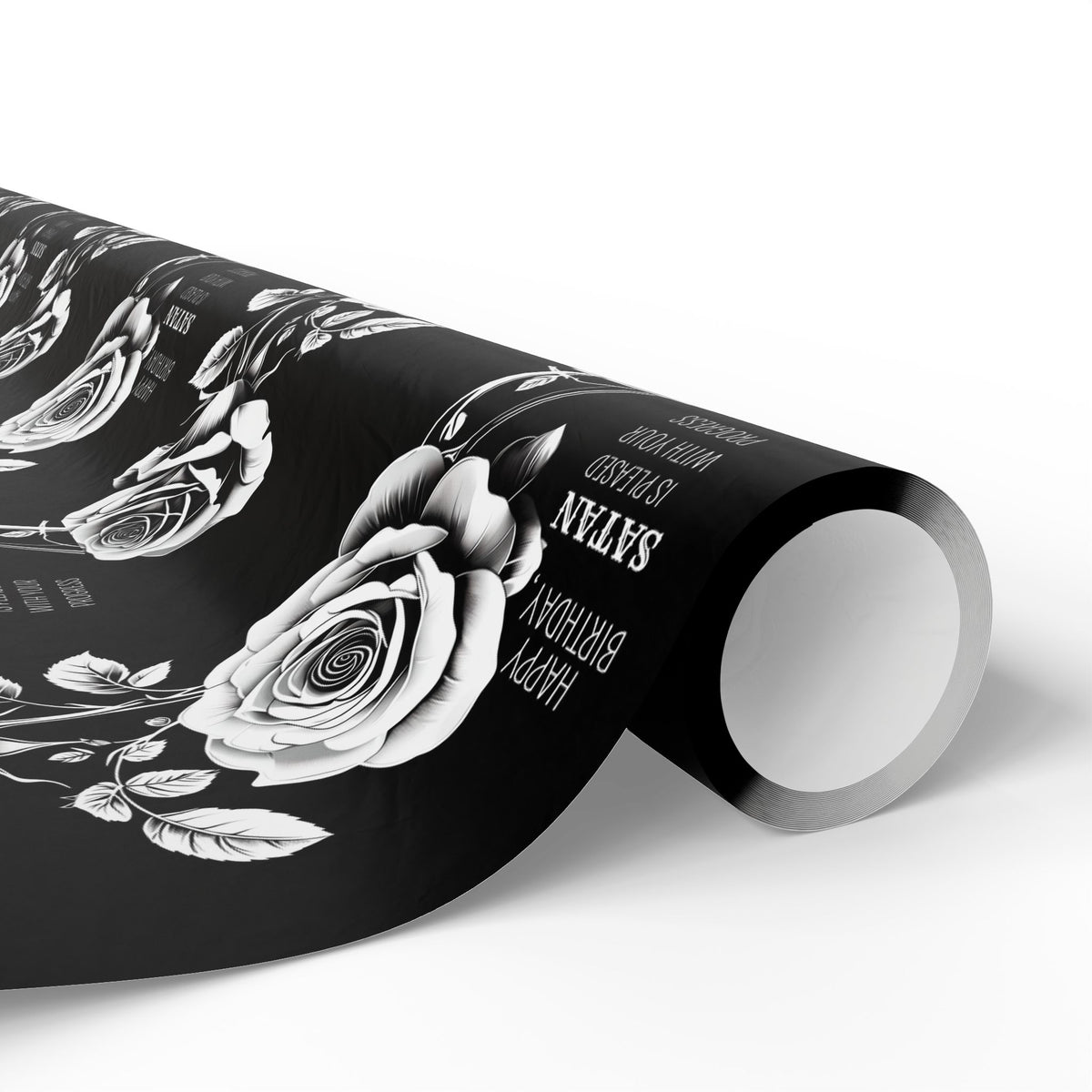 Birthday Rose from Satan Black & White Gothic Wrapping Paper