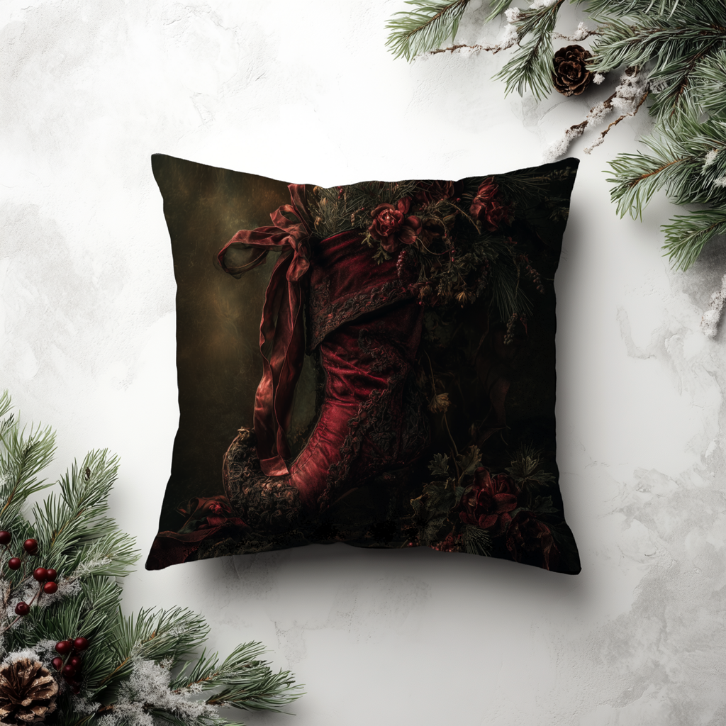 The Scarlet Stocking | Gothic Decorative Pillow
