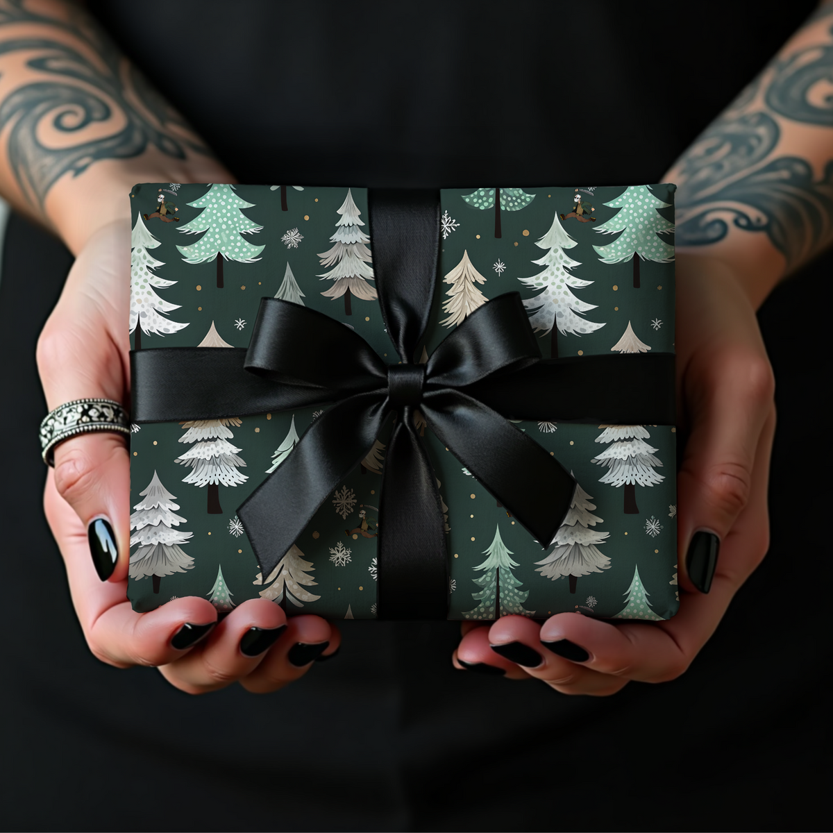 Serial Killer in the Woods Snow Forest Holiday Wrapping Pape