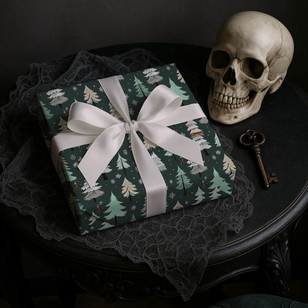 Serial Killer in the Woods Snow Forest Holiday Wrapping Pape
