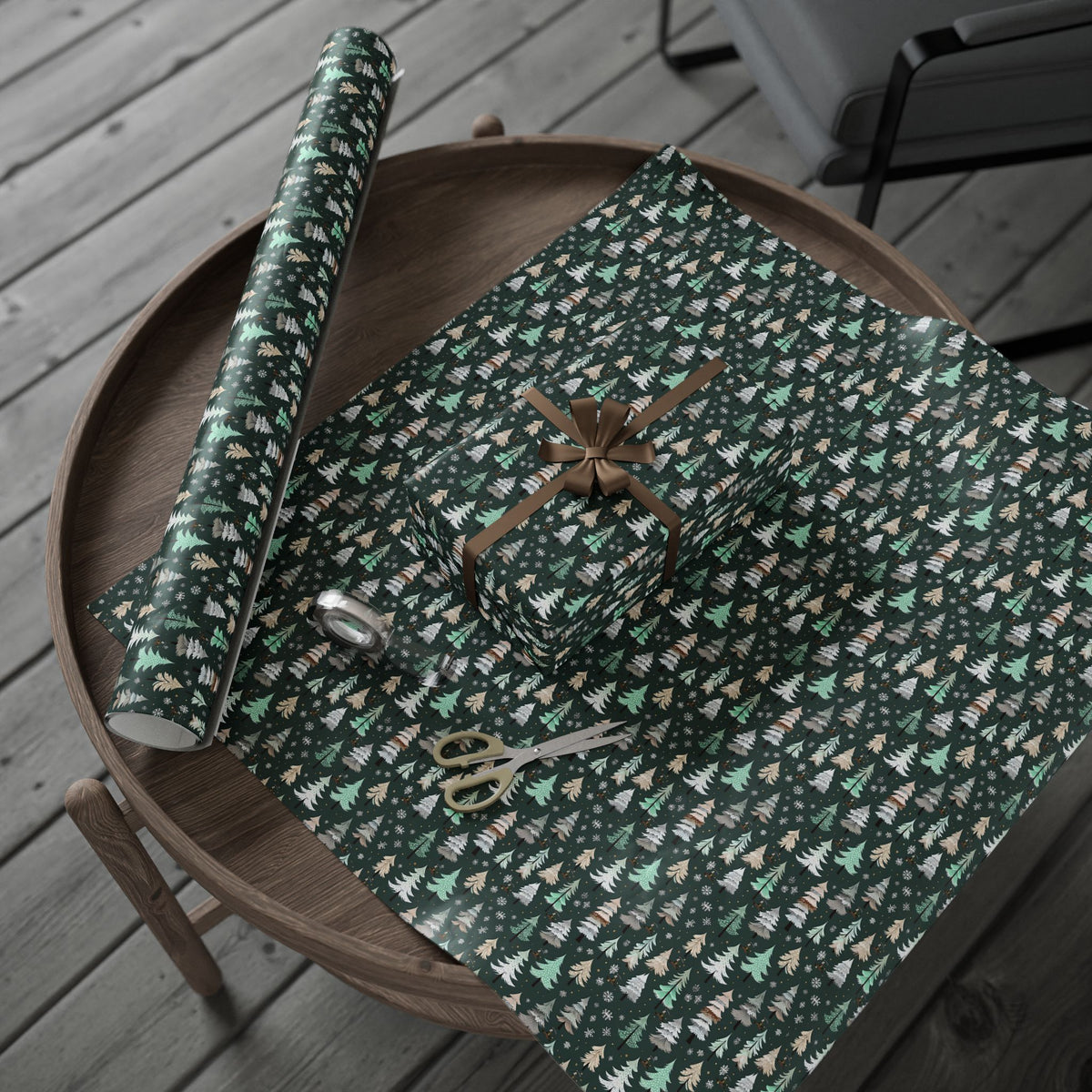 Serial Killer in the Woods Snow Forest Holiday Wrapping Pape