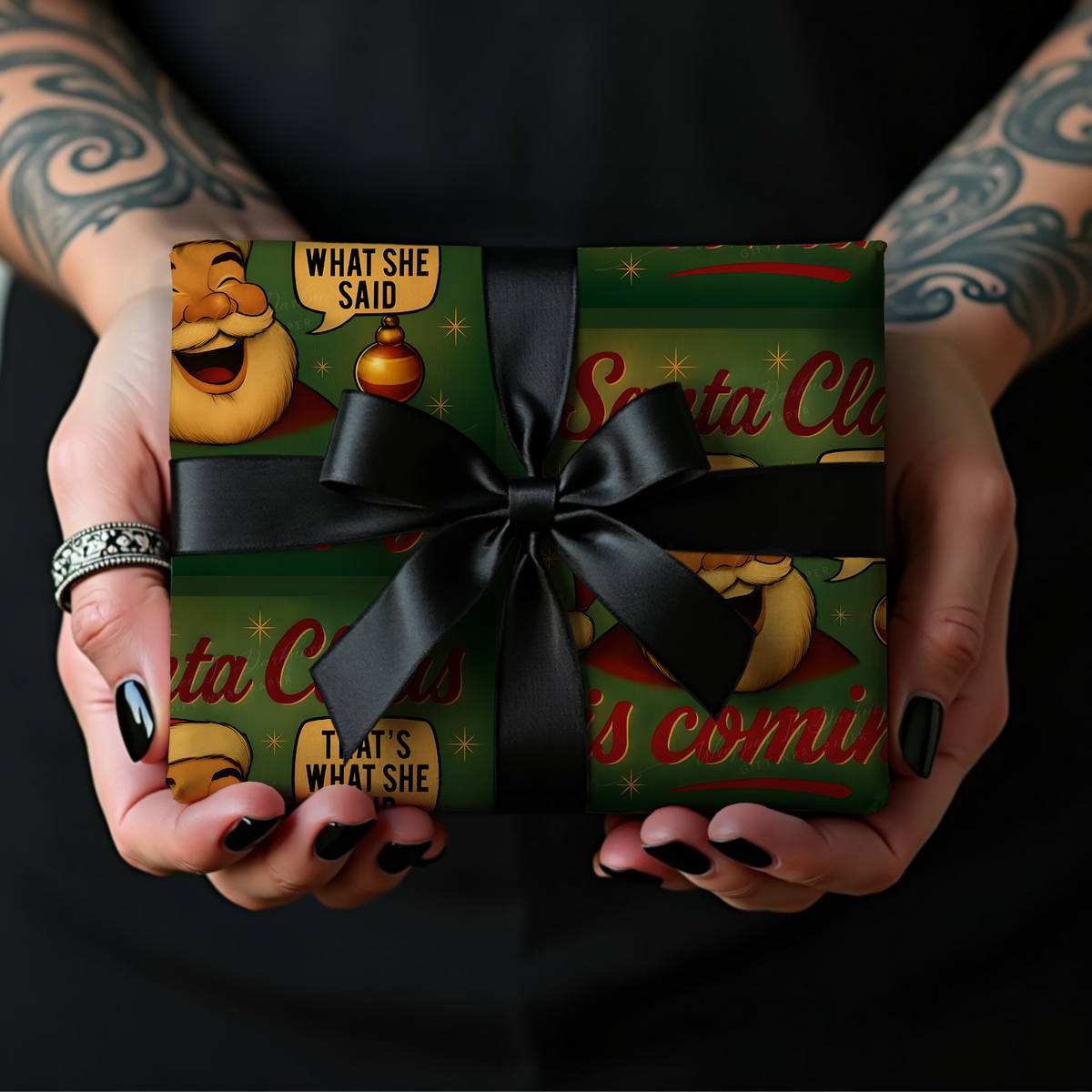 Santa Claus is Coming (That’s What She Said) Naughty Christmas Wrapping Paper