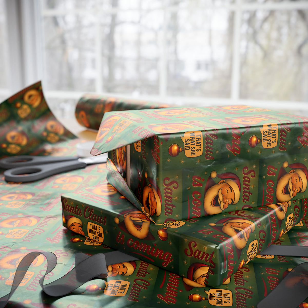 Santa Claus is Coming (That’s What She Said) Naughty Christmas Wrapping Paper