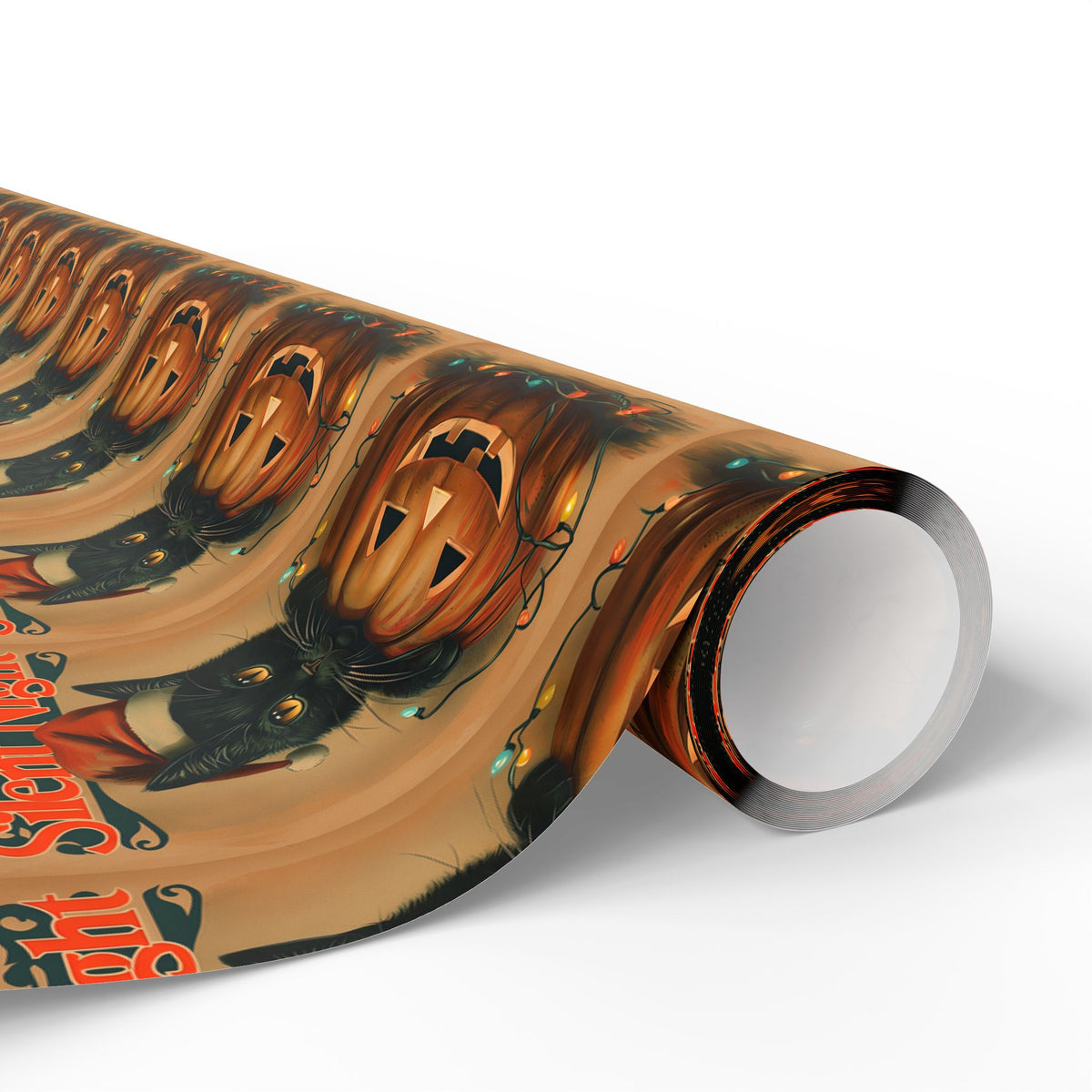 Silent Night Black Cat Christmas Wrapping Paper