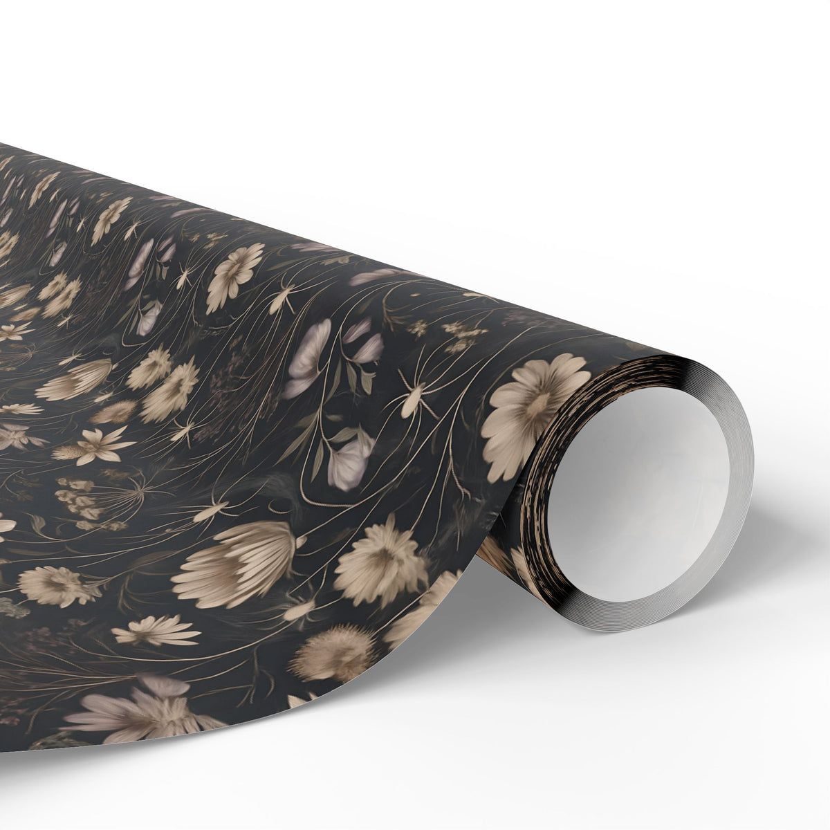 Spider Romance Black Victorian Elegant Floral Wrapping Paper