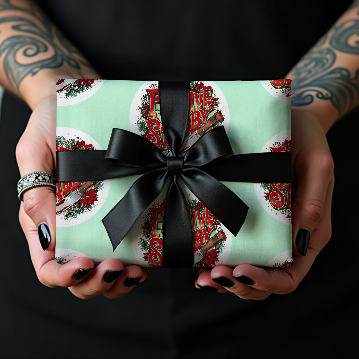 Festive But Stabby Slasher Christmas Wrapping Paper
