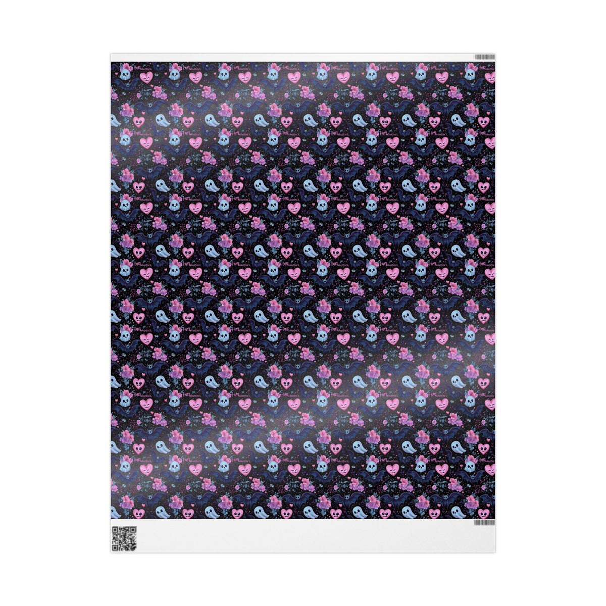 Spooky Little Sweethearts Cute Gothic Pastel Hearts & Bats Valentine Wrapping Paper
