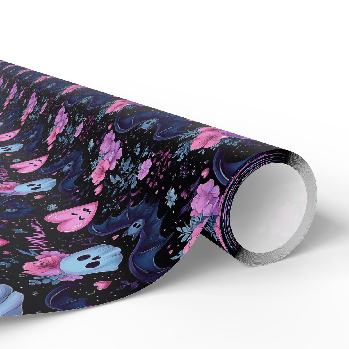 Spooky Little Sweethearts Cute Gothic Pastel Hearts & Bats Valentine Wrapping Paper