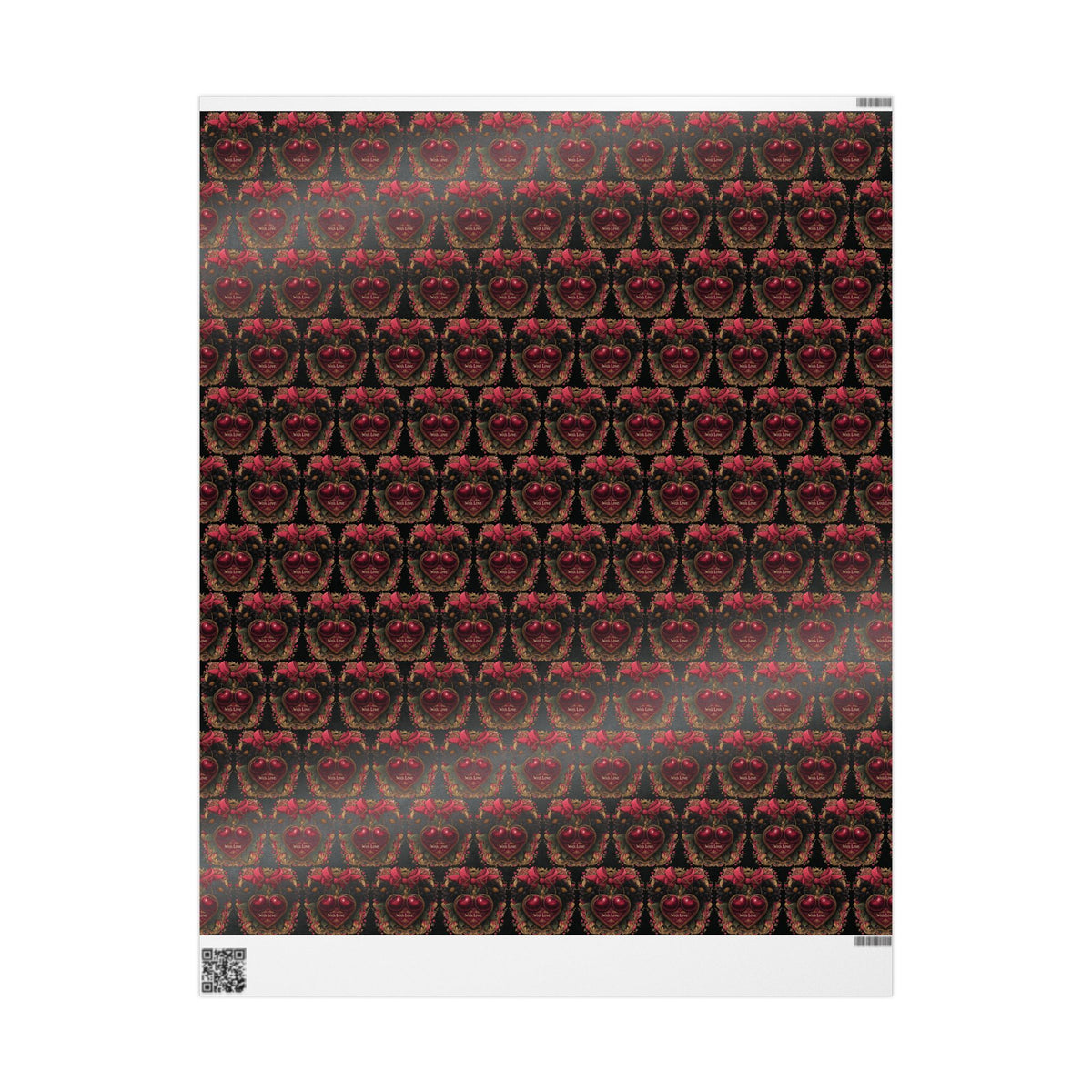 Tied With Devotion Cherry & Bow Dark Romance Gothic Valentines Wrapping Paper