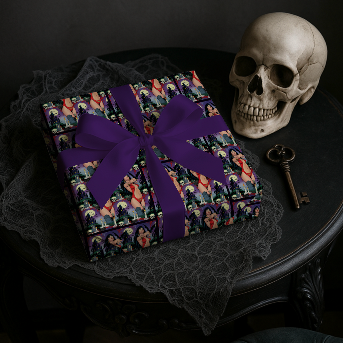 Vampressa of the Blood Moon Retro Vampire Comic Wrapping Paper