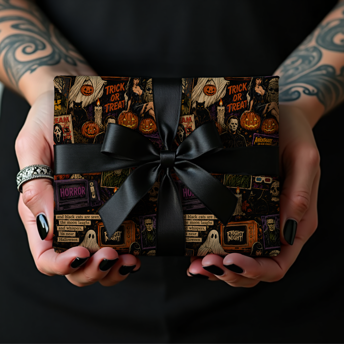 Vintage Horror Retro Slasher Halloween Wrapping Paper