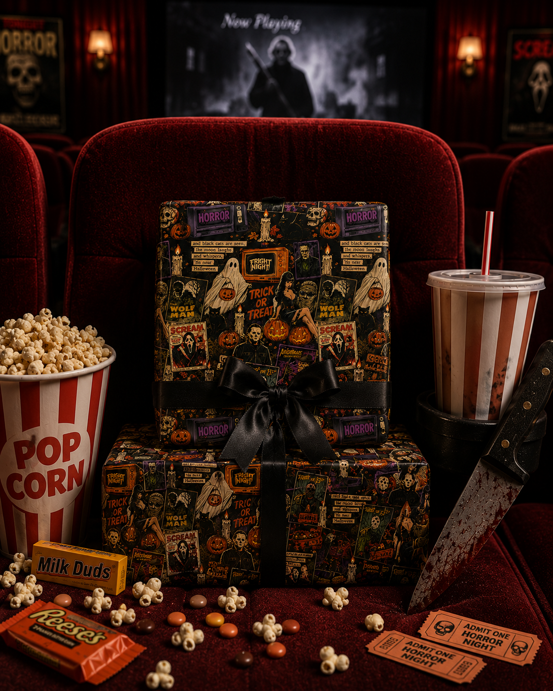 Vintage Horror Retro Slasher Halloween Wrapping Paper