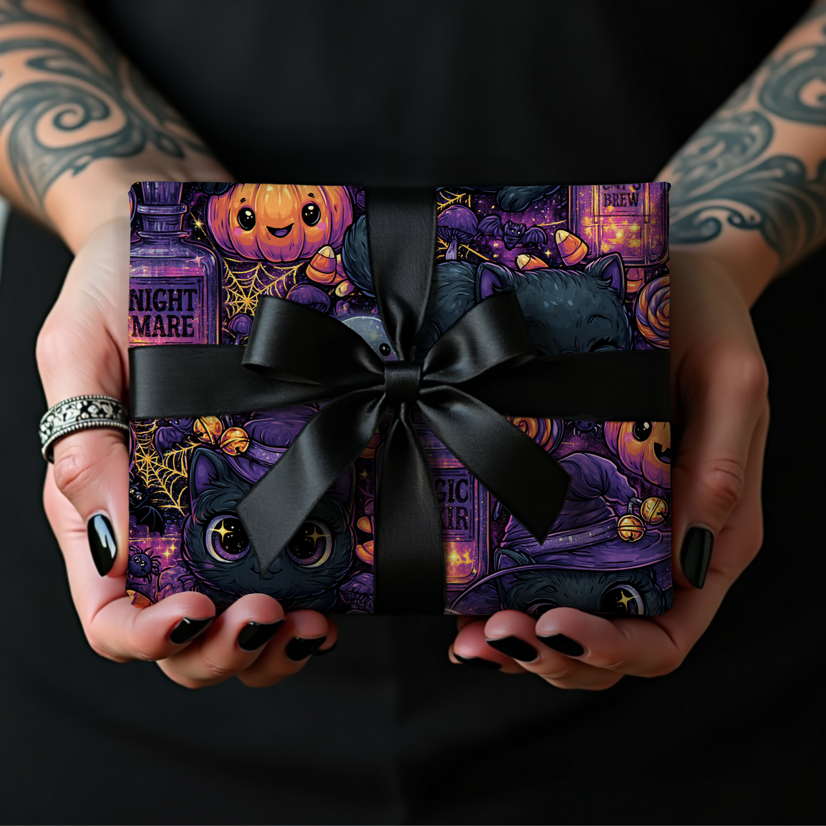 Whiskers and Witchcraft Whimsigoth Wrapping Paper