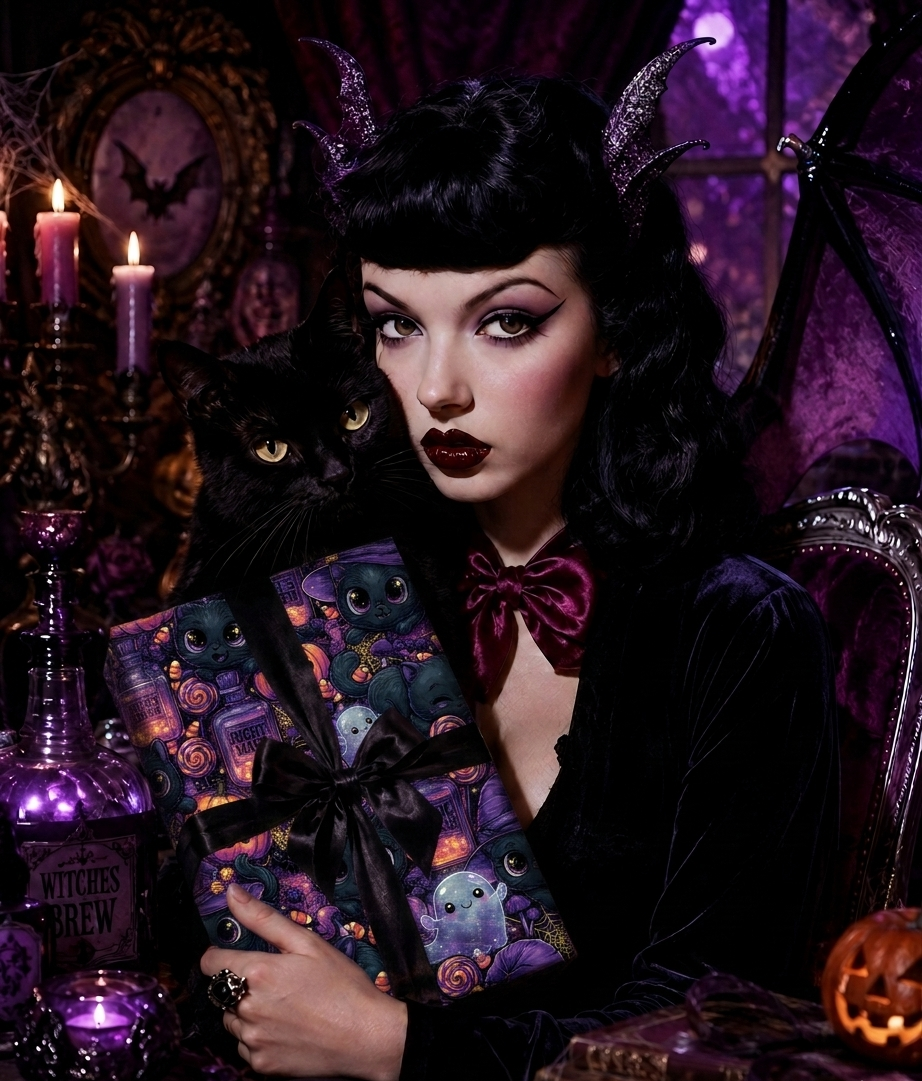 Whiskers and Witchcraft Whimsigoth Wrapping Paper