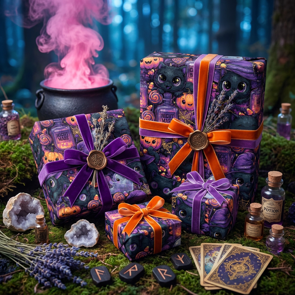 Whiskers and Witchcraft Whimsigoth Wrapping Paper
