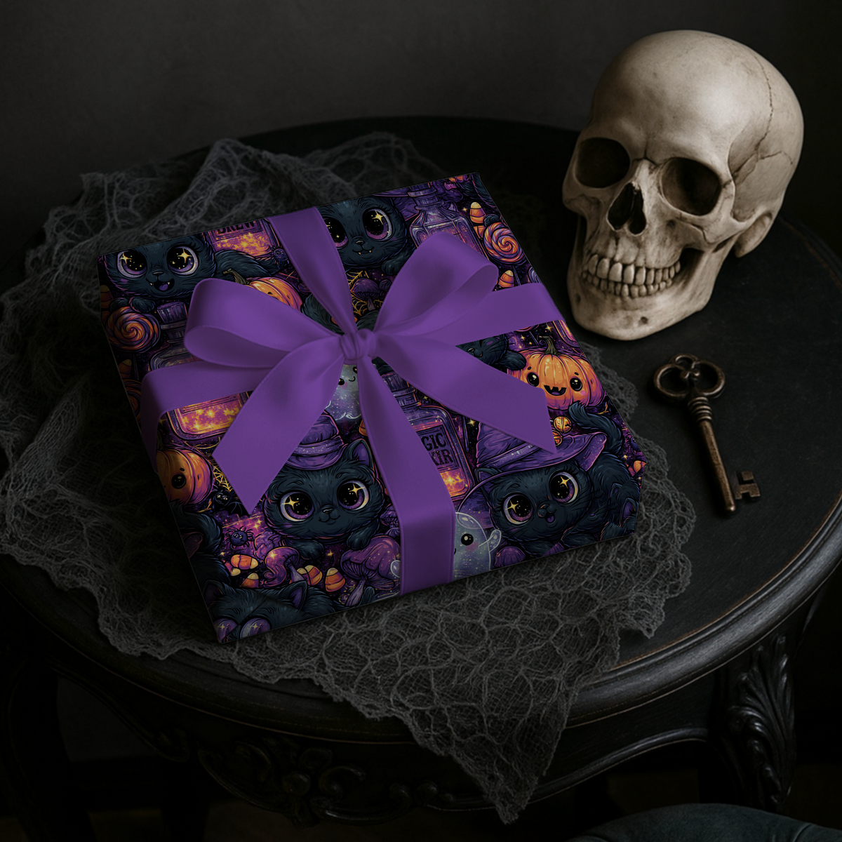 Whiskers and Witchcraft Whimsigoth Wrapping Paper